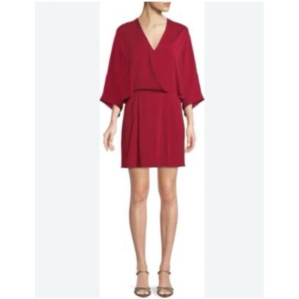 Halston Heritage Women's Red Dress Size 8 Sheath Excellent Condition